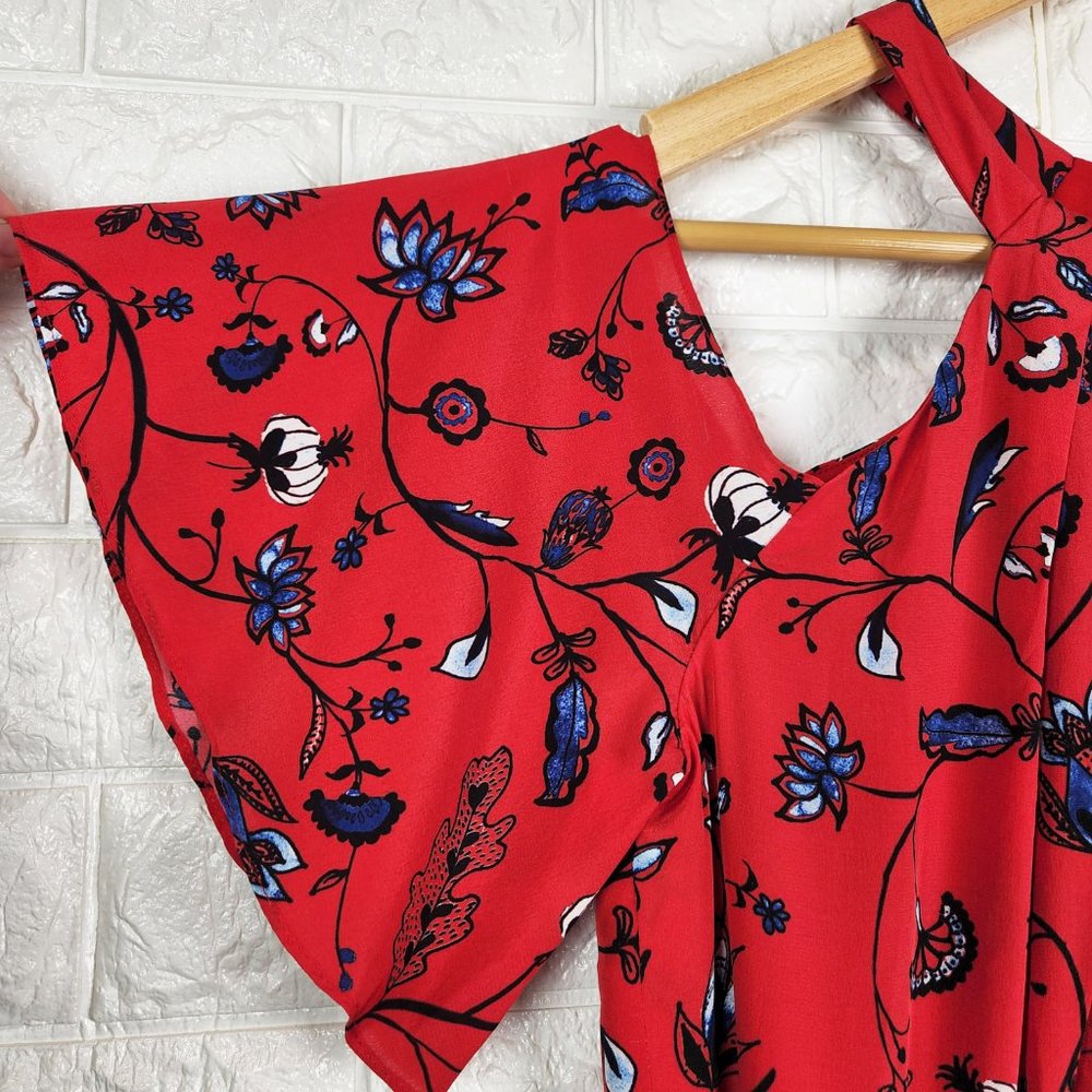 Shoshanna Red Floral Silk Dress Size 8 - Picture 6 of 12